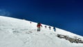 Mountain climbers climbing on northern glacier of Mount Damavand , Iran Royalty Free Stock Photo