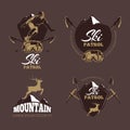 Mountain climbing color vector labels. Ski Resort vintage logo Royalty Free Stock Photo