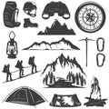 Mountain Climbing Decorative Icons Set