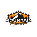 Mountain climbing emblem illustration logo design Royalty Free Stock Photo