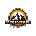 Mountain climbing emblem illustration logo design Royalty Free Stock Photo