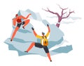 Mountain climbing extreme hobby of people vector