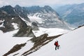 Mountain climbing on glacier Royalty Free Stock Photo