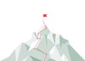 Mountain climbing route to peak. Business journey path in progress to peak of success. Climbing road to top. Vector Royalty Free Stock Photo