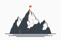 Mountain climbing route to peak. Concept of path to success and goal, way of progress. Plan for climbing to top of mountain.