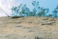 Mountain climbing wall. Training area for outdoor activities