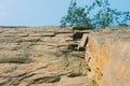 Mountain climbing wall. Training area for outdoor activities