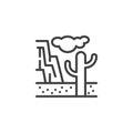 Mountain, cloud and cactus line icon