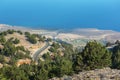 Mountain coast with serpentine roads at southern part of Crete island, Greece