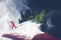 Mountain Collage. Male palm with snow