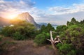 Mountain colorful landscape at sunset