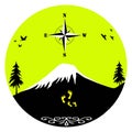 mountain compass silhouette logo vector Royalty Free Stock Photo