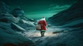 mountain costume christmas sky nature holiday snow santa night winter. Generative AI.