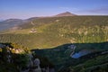 Mountain cottage in the Giant Mountains with views of the Sniezka Royalty Free Stock Photo