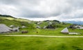 Mountain cottage hut or house on idyllic hill Velika Planina Royalty Free Stock Photo