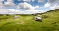 Mountain cottage hut or house on idyllic hill Velika Planina Royalty Free Stock Photo