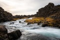 Mountain Creek in Iceland and Cloudy Sky Royalty Free Stock Photo