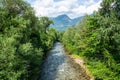 Mountain creek running in Lana municipality, South Tyrol, Italy