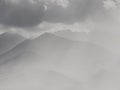 Mountain Crests With Mist Landscape In Black And White