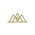 Mountain cross church line simplicity logo