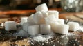 A mountain of cubes of refined cane sugar Royalty Free Stock Photo