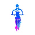 Mountain cyclist, abstract geometric blue icon