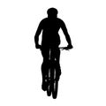 Mountain cyclist front view, vector silhouette Royalty Free Stock Photo