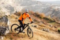 Mountain cyclist riding single track in valley Royalty Free Stock Photo