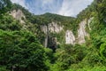 Mountain with deer cave entrance at tropical jungle forest at the Mulu national park