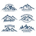 Mountain design set collection hand drawn Royalty Free Stock Photo