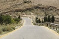 Mountain road through the mountains in early spring in Jordan Royalty Free Stock Photo