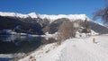 Resia Frozen Lake mountain country on the lake Alpi les alpes the alps italy i