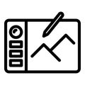 Mountain draw icon outline vector. Stylus pen Royalty Free Stock Photo