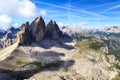 Mountain Drei Zinnen and Sexten Dolomites panorama in South Tyrol