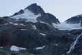 Mountain at dusk with half moon Royalty Free Stock Photo