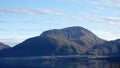 Mountain at Nasvatnet lake in Eide on autumn day on Atlantic Road in Norway Royalty Free Stock Photo