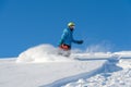 MOUNTAIN ELBRUS, RUSSIA - NOVEMBER 30, 2017: A snowboard girl wearing a sun mask and a scarf is riding down the alpine