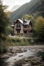 Mountain elegant house by the river.