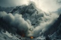 Mountain emits copious smoke, creating a dramatic and hazy spectacle