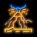 mountain eruption neon glow icon illustration