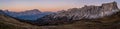 Mountain evening dusk peaceful panorama from Giau Pass