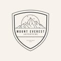 mountain everest line art design logo vector shield