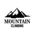 Mountain expedition. Emblem template with rock peak. Design element for logo, label, emblem, sign, poster.