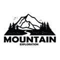 Mountain Explorer Adventure Badge Vector Template Black and White Design