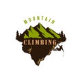 Mountain Explorer Adventure, Climbing, Extreme Sport, Silhouette, Badge Vector Design