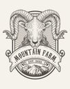 Mountain farm logo - retro farm logo