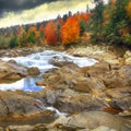 Mountain fast flowing river stream of water in the rocks at autumn Royalty Free Stock Photo