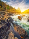 Mountain fast flowing river stream of water in the rocks Royalty Free Stock Photo