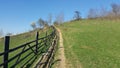 Mountain fence. Mountain rural road Royalty Free Stock Photo