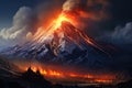 a mountain with a fire and smoke